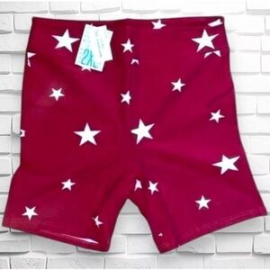 LuLaRoe 2XL Biker Shorts • Americana Collection • Red With White Stars • NWT